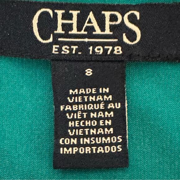 Chaps green white sleeveless knee length shift dress size 8
 b13 - Picture 2 of 4